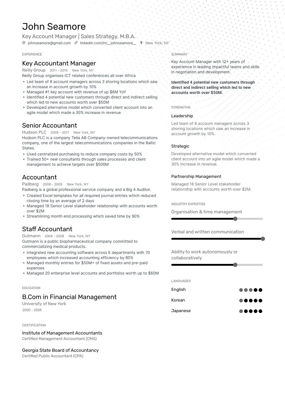 Accounting template