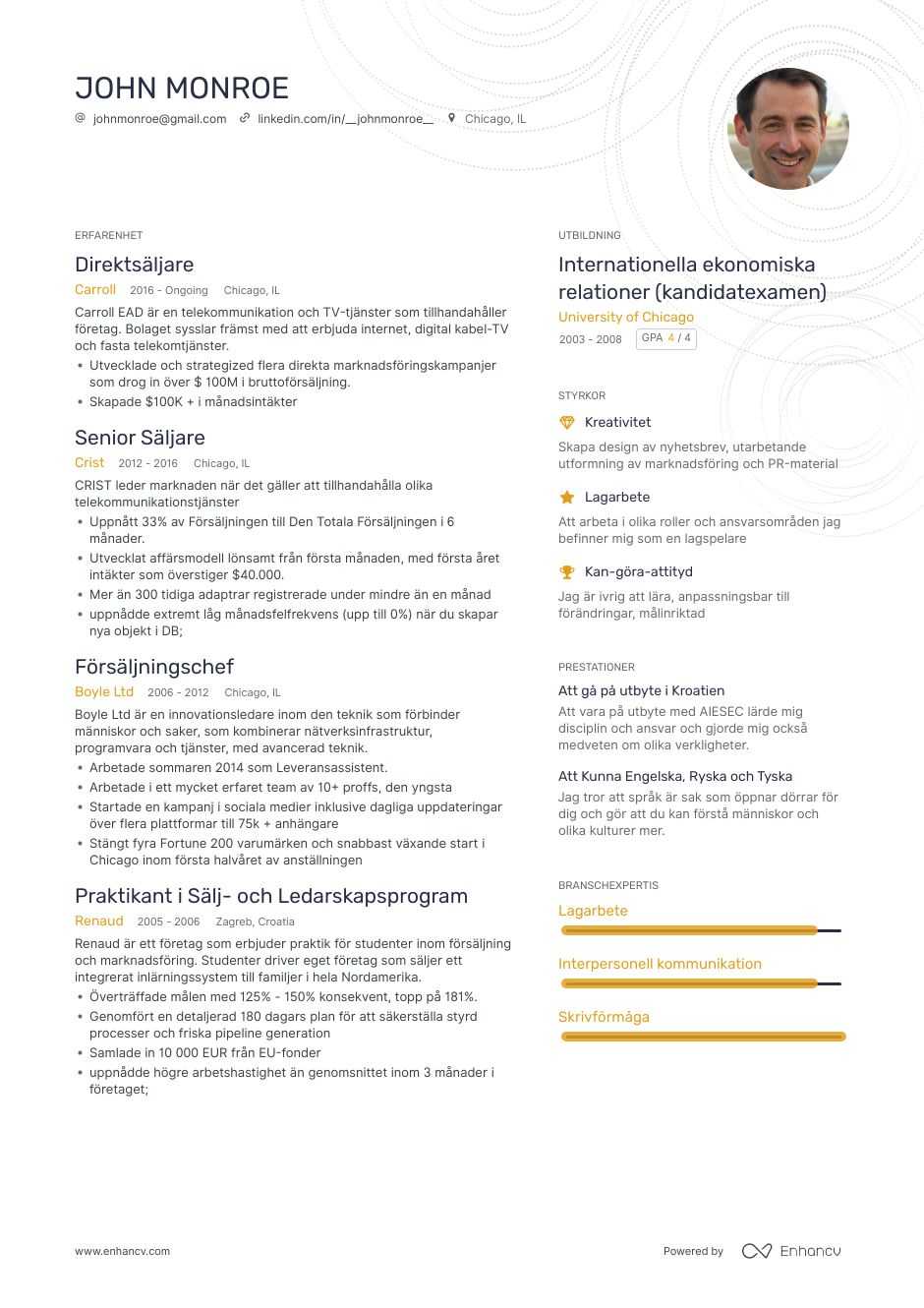 CV-exempel på en direktförsäljare