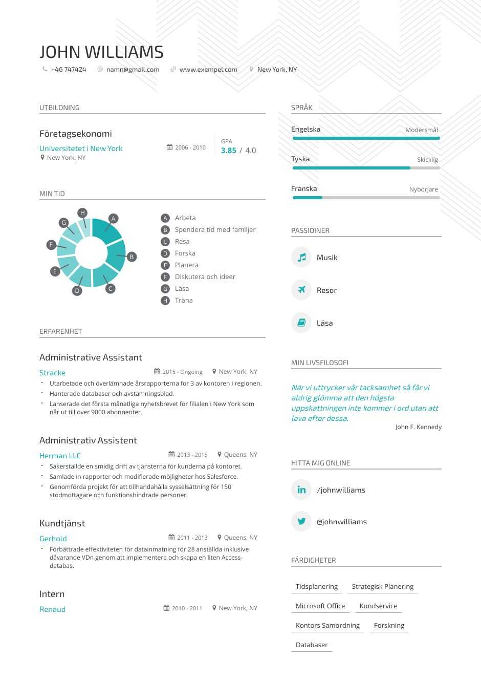 CV-exempel för administrativ assistent