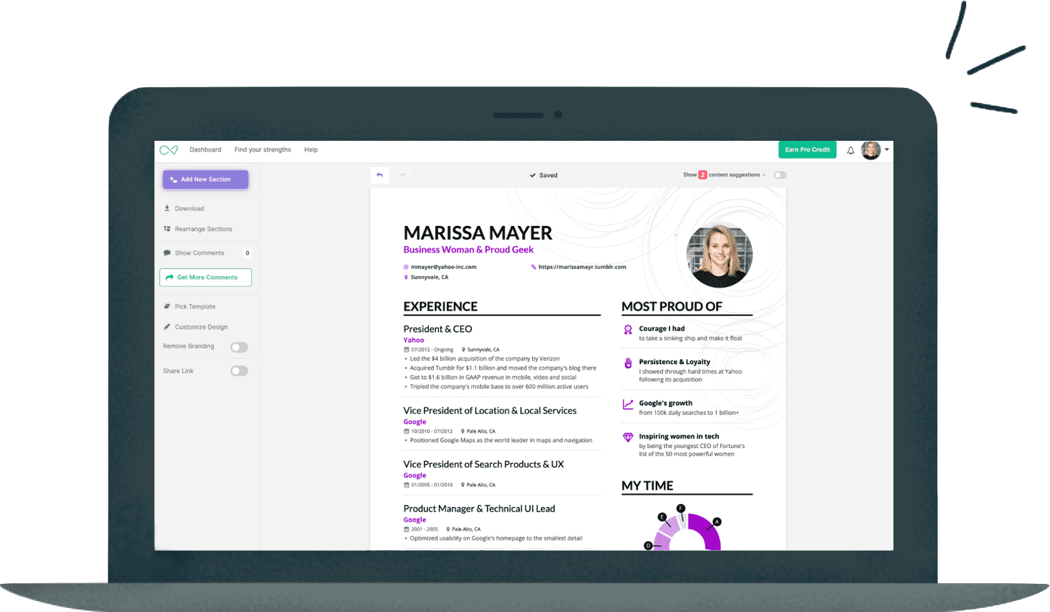 marissa mayer resume builder